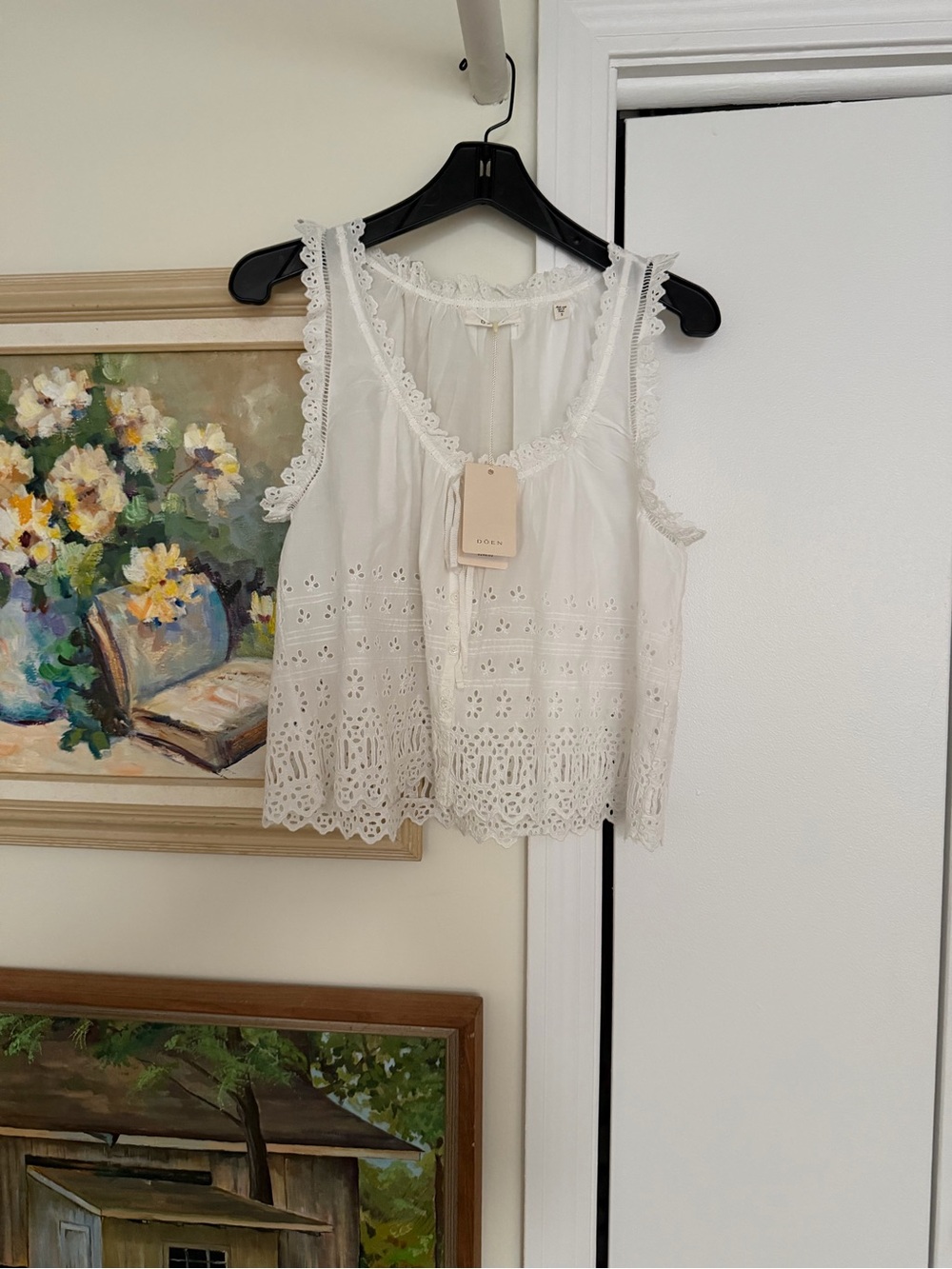 Doen Cream Eyelet Toussine Top - Picture 5 of 7
